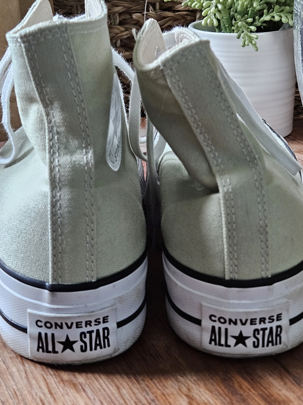 Light Sage Green High-Top Converse Sneakers - Casual Women’s Shoes - Picture 8 of 16